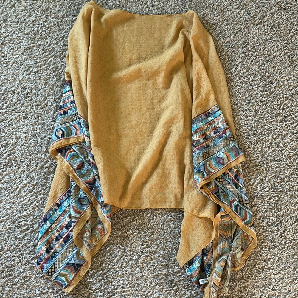 Embroidered Draped Top